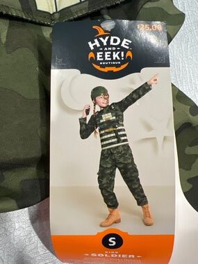 Hide and eek target size small boys or girls soldier costume